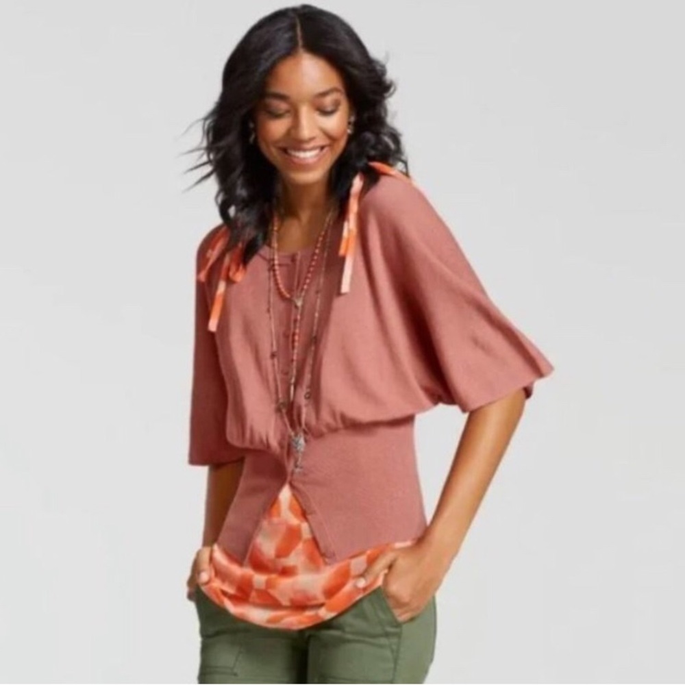 CAbi short sleeve kimono cardigan sweater size M